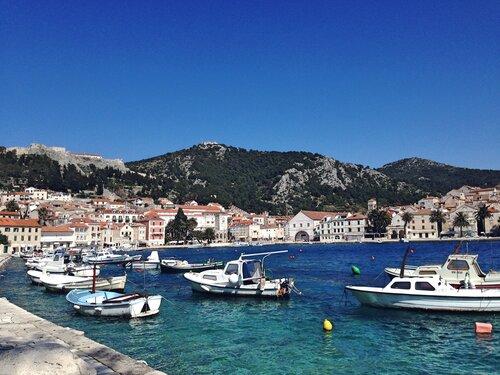 A marina bay in a European country during Summer