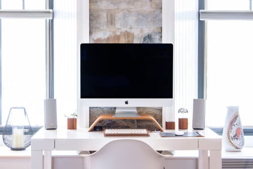 A typical working desk set up